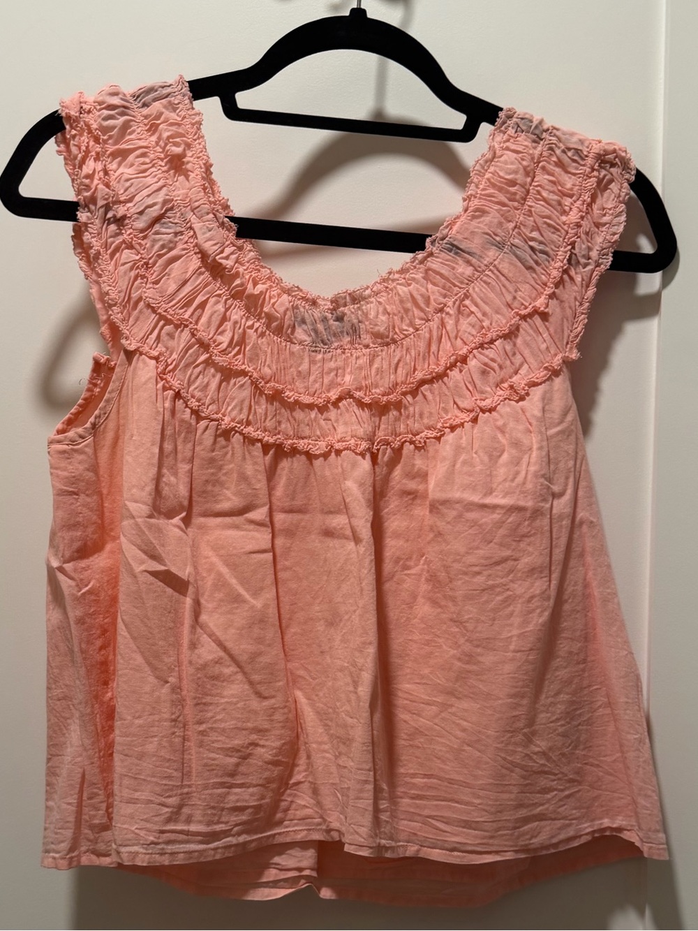J. Crew Coral Pink Ruffled Sleeveless Tank